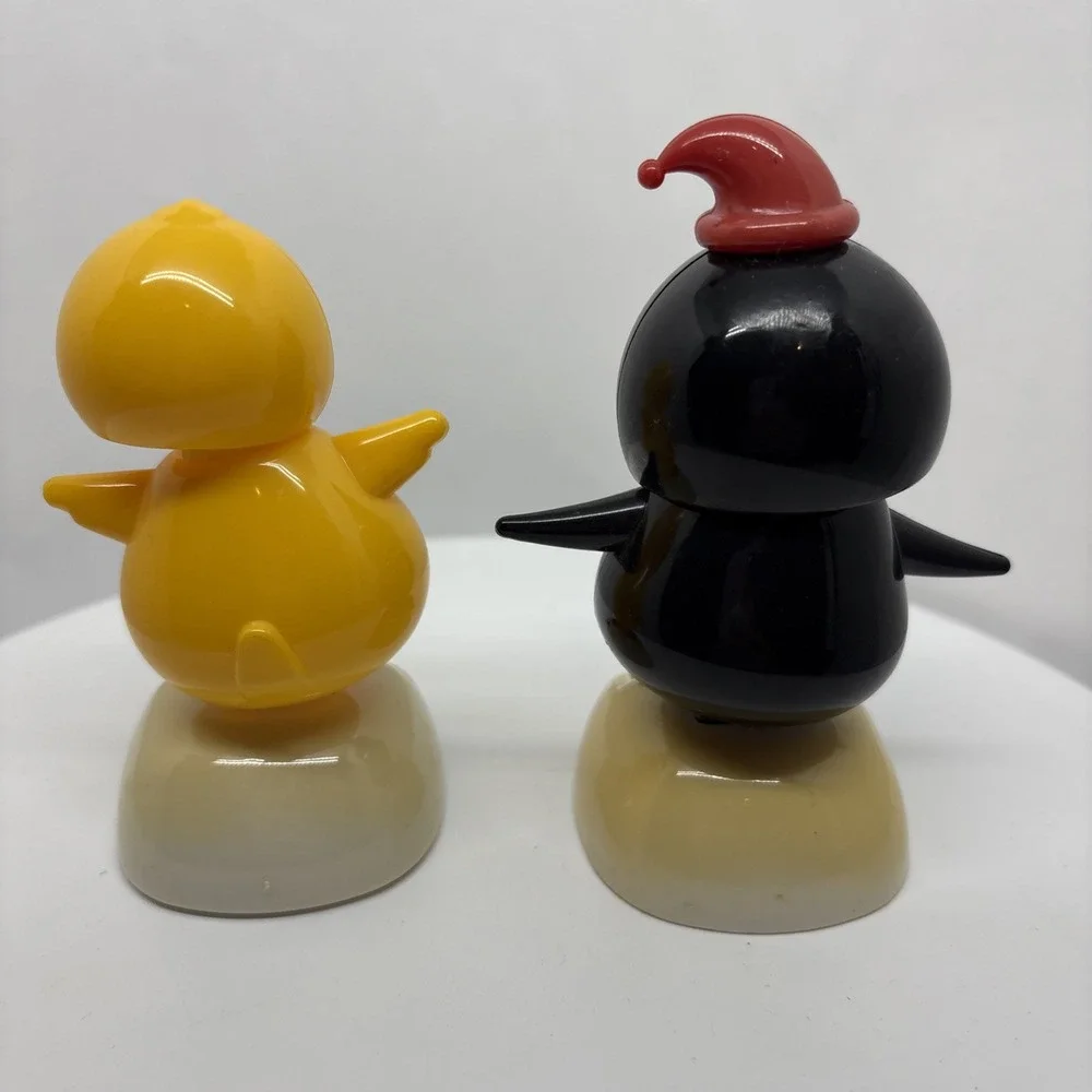 Vintage solar Powered Dancing Swinging Penguin & Chick Bobble‎ Dancer Toys Lot 2